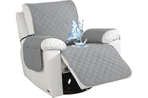 CYCMACO Impermeable Funda Sillon Reclinable 1 Asiento, Funda Sillon Reclinable con Bolsillos Laterales, Antideslizante, Antiarañazos, Universal, Fácil De Instalar Y Lavar, Gris Claro