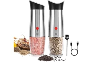 PAISHENKEJI Molinillo de sal y pimienta electrico: - molinillo de pimienta electrico USB recargable, automático gravity salero y pimentero electrico