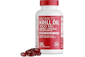 Bronson Antarctic Krill Oil 1000 mg with Astaxanthin, 120 Softgels (60 Servings)