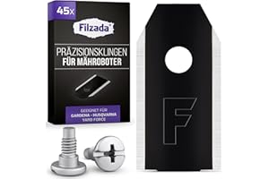 Filzada® 45x Mähroboter Messer Carbon inkl. Schrauben - Ersatzmesser für Rasenmäher kompatibel mit Husqvarna Mähroboter, Gardena Sileno & Yard Force - Geeignet für Husqvarna Automower Messer