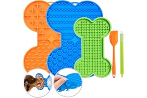 Petbank Leckmatte Hund, 3 Stück Schleckmatte mit Saugnapf für Hund und Katze Schleckmatte Hund mit Spachtel und Pinsel BPA-frei Schleckmatte für Hund für Baden, Trainieren, Fellpflege & Krallenpflege