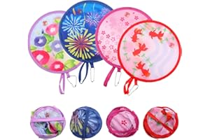 teasteam Round Japanese Foldable Fans 4Pcs Handheld Folding Manual Fan Chinese Style for Women MorningGlory Cherry Blossom Goldfish Sparkfire Summer for Travel Party Wedding Cooling Outdoor