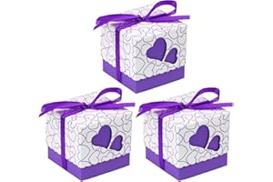 Allbusky 50PCS Paper Candy Boxes, Paper Favour Boxes, Party Gift Bags, Creative Paper Treat Boxes, Heart Pattern Party Packs Party Decorations