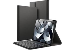 JETech Keyboard Case for iPad Air 11-Inch M3/M2 (2025/2024), iPad Air 5th/4th (10.9-Inch 2022/2020) with Pencil Holder, Magnetic Detachable Bluetooth Keyboard, TPU Back Stand Cover (Black)