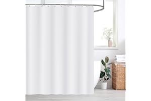 WELTRXE Zasłona prysznicowa, podstawowa zasłona prysznicowa o wadze, 120 x 180 cm, tekstylna tkanina poliestrowa, odporna na pleśń, wodoszczelna, nadaje się do prania, biała