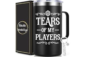 Lifecapido DND Gifts, Tears of My Players 20oz Insulated Coffee Mug with Keychain, Birthday Christmas DnD Gift, Dungeon Master Gifts, Black