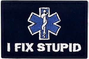 EmbTao Risolvo Stupido con Fissaggio Chiusura a uncino e asola Ricamata Toppa