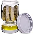 Homnoble Glass Pickle Jar with Strainer Hourglass, Pickle and Olive Jar Flip for Pickle Juice Separator from Wet and Dry Food-grade ABS Lid and BPA Free Pickle Jar for Airtight Food Storage