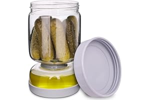 Homnoble Bocal à Cornichons et Olives avec Passoire à Rabat pour Séparateur de Jus de Cornichon Humide et Sec, Couvercle en ABS de Qualité Alimentaire et Bocal à Cornichons sans BPA
