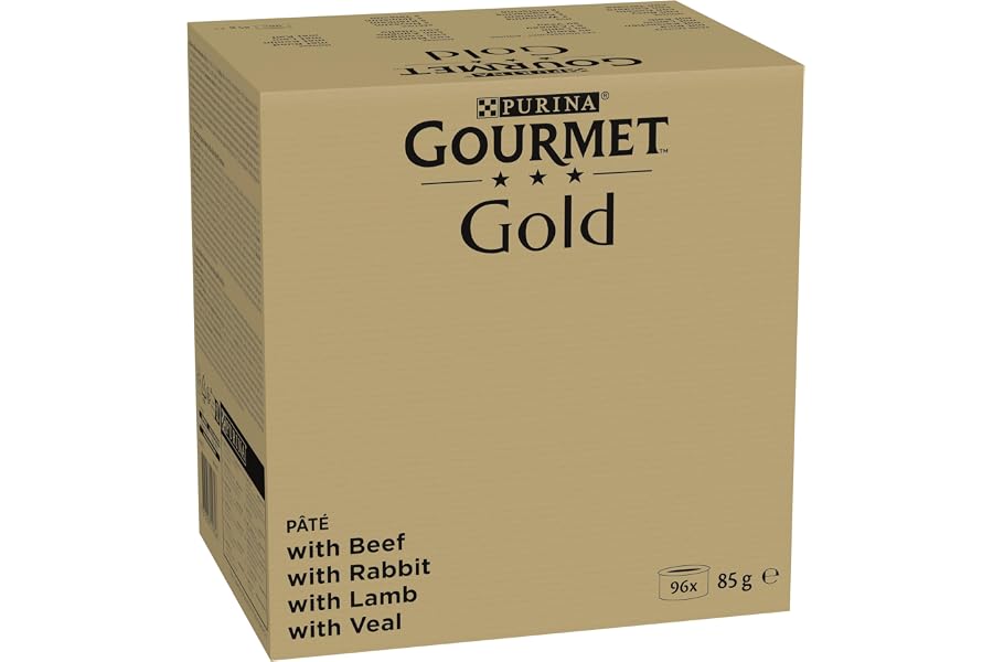 GOURMET Gold Mousse, Comida Húmeda para Gato Adulto, Mousse, Surtido de Buey, Conejo, Cordero y Ternera, 96 latas