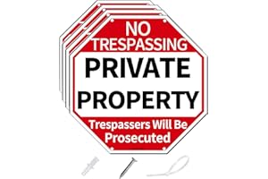 Alfaview No Trespassing Signs,Private Property Metal Trespassers Will Be Prosecuted Warning Sign, 12" x 12" Reflective .40 Rust Free Aluminum-UV Protected Weatherproof for Indoor & Outdoor Use (4)
