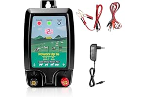 AWKAQUN Elettrificatore per Recinto Elettrico 10km, Recinti Elettrici Con display a LED, Rete Elettrificata per Animali, Allevamento Di Pollame, Cinghiali, Cani, Polli