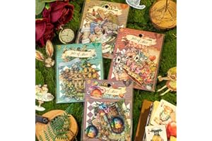 Alideco 120pcs Scrapbook Stickers Vintage Alice Story Scrapbooking Junk Journal Crafts Embelishment Decoration Stickers (ailisigushi)