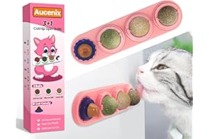 Aucenix Katzenminze Ball, 4 Stück Natürliche Spielzeug für Katzen Lecken, Drehbare Zahnreinigung Dental für Kätzchen (Rosa)