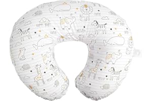 Boppy Nursing Pillow and Positioner - Original, Notebook Black and White with Gold Animals, Breastfeeding, Bottle Feeding, Baby Support, with Removable Cotton Blend Cover, Awake-Time Support