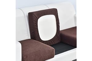 Edumov Sofa Seat Cushion Cover, Stretch Sofa Seat Cover, Fitted Universal Couch Cover, Non-Slip Sofa Slipcovers Velvet Sofa Covers Replacement for Individual Cushion(Großer 2-Sitzer, Dark Coffee)