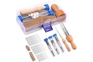 Doxiru Wool Felting Needle Tools, Wool Felting Tool Kit with 3 Sizes Felting Needles and 1/8 Needle Wooden Handle for Needle Felting Supplies Beginner or Professional