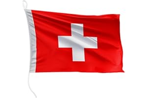 FLAGLY bandiera da barca Svizzera 20 x 30 cm - peso del tessuto 115g/m² - stampata, robusta con corda e occhiello, accessori da barca barca a motore