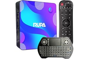 RUPA Android TV Box 11.0, 2023 4K TV Box 4GB RAM 64GB ROM RK3318 Quad-Core Cortex-A53 CPU Support Cast Screen 2.4G/5G WiFi BT 4.0 USB 3.0 LAN 3D 4K HD Smart TV Box