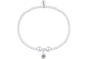 TRINK Brand Sterling Silver Beaded Birthstone Birthday Month Bracelet - January, February, March, April, May, June, July, August, September, October, November, December