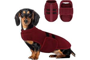 PUZAUKAL Pull pour Petit Chien,Pull-Overs pour Chien et Chat en Polaire Doux Veste Gilet Chiens avec Harnais Pull Chaud pour Moyen Grand Chiens (Bordeaux, S)