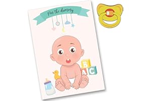 SHMAKI Pin The Dummy On The Baby Baby Shower Game 18 Players Super Size Large A1 (54cm x 84cm) Poster Yellow Dummies (Yellow, 18 Players)