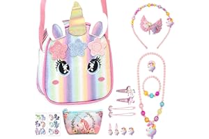 DIBUEUPP Prezent dla dziewczynek, prezent dla dziewczynek w wieku 4, 5, 6, 7 lat, zestaw biżuterii dla księżniczki, na urodziny, Boże Narodzenie