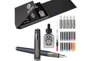 GC QUILL Fancy Fountain Pen Set - Includes 5 Nibs, Ink Bottle, Ink Refill Converter and 18 Ink Cartridges, Nice Pen for Writing Journaling Calligraphy Gift - MU-25