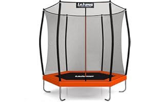 LeJump Trampoline 235/305/366cm Grand Trampoline Extérieur Orange Trampoline de Jardin avec Filet de sécurité et Tapis de Saut Trampoline Haut de Gamme pour Enfants