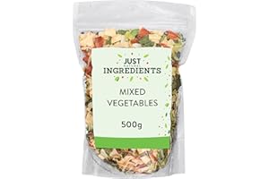 JustIngredients Essentials Mixed Vegetables 500g, Dried Veg Mix, Dehydrated, Long Shelf Life, Bulk Buy, Perfect for Roasting, Snacks & Cooking