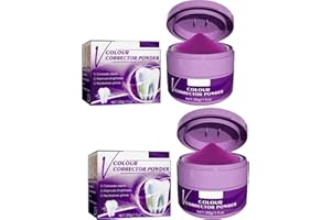 AUMUDE 2024 Nouveau V34 Poudre de blanchiment des dents pour tous les types de dents Violet, Correcteur De Couleur Élimination Des Taches De Dents - Booster De Blanchiment Des Dents Annule Les Taches (2 Pcs)