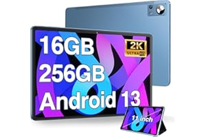DMOAO Tablet 11 Pulgadas Android 13 con 16GB RAM 256GB ROM(1TB Ampliable), 2K FHD Tablets con Triple Cámara(13MP+5MP+2MP), 8 Cores, 2.0 GHz, IPS 2000 * 1200, 5G Wi-Fi, Batería 8600 mAh, BT 5.0, GPS, Azul