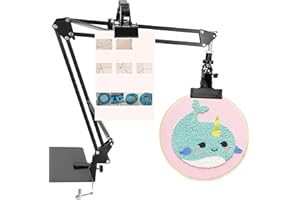 WDEC Embroidery Table Stand Kit, Instruction Manual Clip, Hand Embroidery Stand Lap Folding Cross, Adjustable Metal Embroidery Hoop Stand, 360 Rotated Embroider Holder Stands for Embroidery Hoops