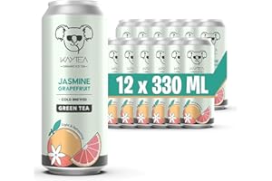 Jasmine Grapefruit Ice Tea by KAYTEA - Organic Certified - Low Calorie - Cold Brewed - Green Infusion - Refreshingly Light - Recyclable Cans (Pack of 12 x 330mL)