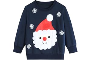CM-KID Kids Christmas Boys Sweatshirt Santa Claus Jumper Long Sleeve Tops T-Shirts Winter Casual Pullover Toddler Clothes for Age 1-7 Years