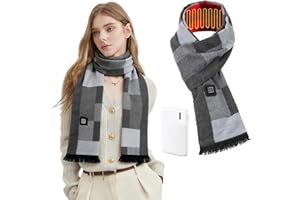 Snorthy Heated Scarf with 5000mAh Battery USB Electric Heating Scarf with 3 Heating Levels Heated Scarves for Men Women Heated Neck Warmer for Neck Pain Relief Camping Cycling Indoor Outdoor, 180x14cm