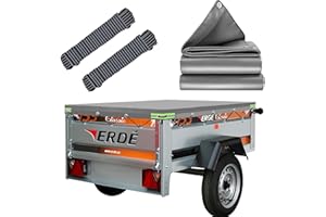 MRWIZMS Bâche Remorque 150x105cm, IMPERMÉABLE Protection Plate avec Corde, Idéal pour Norauto Regular 100/200, Erde Classic 153, Erde DAXARA 158, Trelgo NLC 1510, DDR HP 400, 401, 500 & 600 Remorque