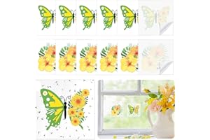 HONMOK 50pcs Autocollants Anti Moucherons Intérieur Piège à Mouche Autocollant Fênetre Non Toxique et Inodore - Motif Fleur Papillon