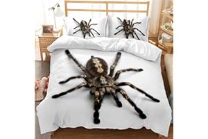 EHAOKK Set di biancheria da letto ragno rosso ragno nero peloso, copripiumino ragno 3 pezzi, copripiumino ragno 3D, set di biancheria da letto animali per bambini(B, 135 x 200 cm)