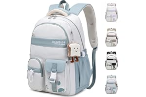 KESUDE Schulrucksack Teenager Mädchen - Rucksack Mädchen Schulranzen Jungen Großer Wasserdicht Schultasche Damen Daypack School Bag Backpack für Schule Ranzen Reise mit Anhänger