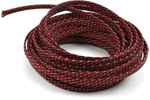 Othmro 10m/32.8ft PET erweiterbare Geflecht-Kabel-Sleeving Flexible Maschendraht-Hülse Schwarz Rot