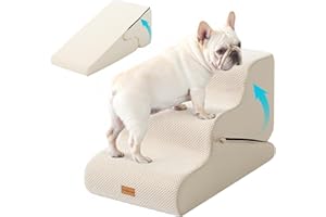 Gardner Pet Escalera para Perros 2 en 1, con Tres peldaños de Espuma de Alta Densidad y diseño Ancho Antideslizante para facilitar el Acceso a sofás y Camas - Beige