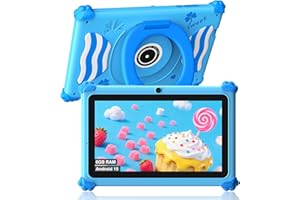 ‎ASCRECEM ascrecem Kinder Tablet 7 Zoll Android 15 Tablet Kinder mit 2.4G+5G WiFi6 Penta Core 6GB RAM 32GB ROM Kindertablet Widevine L1 Dual Kamera 128GB Erweiterun Kindersicherung Lernspiele (Blau)