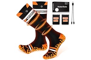 Aragallant Calcetines Calefactables Mujer Hombre, 5V/5000mAh Calcetines Térmicos Eléctricos Recargables con 4 Temperaturas, Calentadores de Pies Calcetines para Invierno Esquí Caza