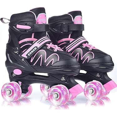 Nattork Kinder Rolschaatsen, Verstelbare Rolschaatsen met 4 Instelbare Groottes, Rolschaatsen voor Meisjes, Jongens Beginners, Binnen en Buiten