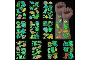DiULi Tatuajes Temporales Niños, 10 Hojas Luminosos Tatuajes Temporales, Impermeables, Pegatinas Tattoos Infantiles, Calcomanias Niño para Relleno Piñata Cumpleaños, Colegio Fiesta (Serie Dinosaurios)