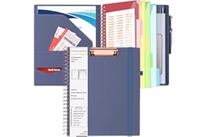 ‎HAUTOCO Hautoco Klemmbrett Folio mit a4 Zip Beutel, Klemmbrettmappe mit nachfüllbarem Notizblock, Klemmbretter mit 5 Ordnern, Lagerung 10 Taschen, Klemmbrett mit Deckel für Schule/Büro, Lila Grau