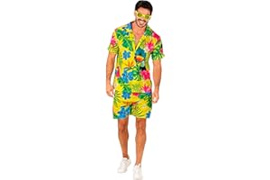 W WIDMANN MILANO Party Fashion - Strój Hawaje, koszula z krótkim rękawem i szorty, kwiaty, aloha, impreza na plaży, przebranie