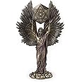 TY&WJ Archangel Metatron Holding Up Sacred Geometry Cube Statues,Bronze Finish Praying Angel Figure,Mandala Sacred Meditation Zen Home Decor Religious Gifts (Color : A)