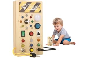 Silvotek Busy Board - Jouet Montessori Jouets d'activité et de Développement avec Lumière LED et Boutons, Planche Montessori Jouet Enfant 2 Ans à Jouet Enfant 4 Ans